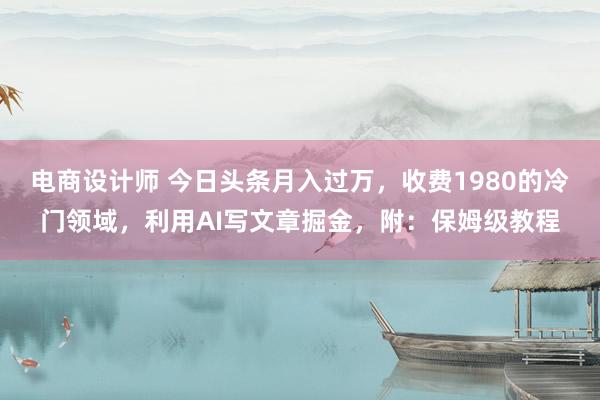 电商设计师 今日头条月入过万，收费1980的冷门领域，利用AI写文章掘金，附：保姆级教程